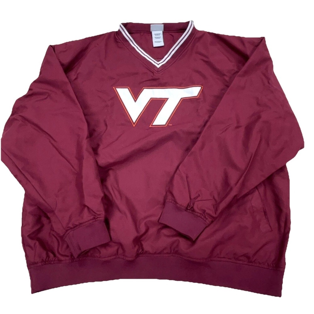 Virginia Teck Hokies Jacket Men XL Maroon Pullover Windbreaker Windshirt Unlined